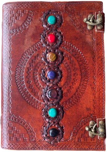 Leather Journal Book Seven Chakra Medieval Stone Embossed Handmade Book of Shadows Notebook Office Diary College Book Poetry Book Sketch Book 10 x 7 Inches (Brown) in Saudi Arabia