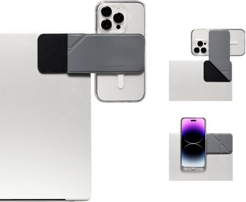 MOFT Magnetic Laptop iPhone Holder, Slim Foldable Adjustable Phone Monitor Side Mount for Laptop, Portable Computer Expansion Bracket (Grey) in Kuwait