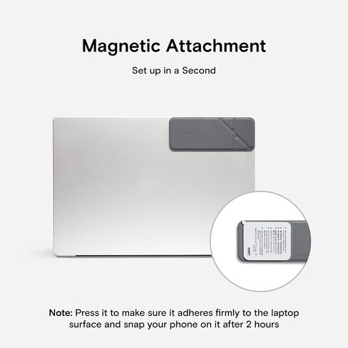 MOFT Magnetic Laptop iPhone Holder, Slim Foldable Adjustable Phone Monitor Side Mount for Laptop, Portable Computer Expansion Bracket (Grey) in Kuwait
