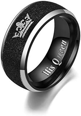 Couple Rings for Bf Gf His Queen Her King Ring Wedding Band Rings Matching Stainless Steel Couple Rings I Love You Rings Relationship Rings for Distance Jewelry Gifts in Saudi Arabia