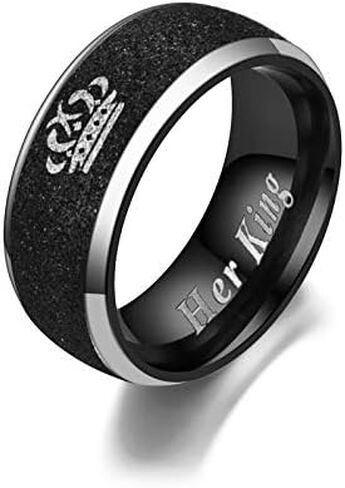 Couple Rings for Bf Gf His Queen Her King Ring Wedding Band Rings Matching Stainless Steel Couple Rings I Love You Rings Relationship Rings for Distance Jewelry Gifts in Saudi Arabia
