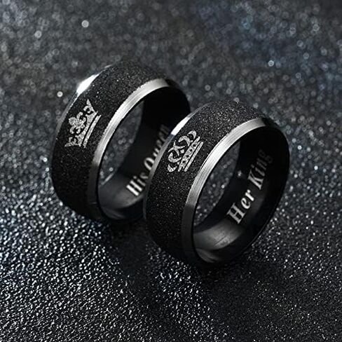 Couple Rings for Bf Gf His Queen Her King Ring Wedding Band Rings Matching Stainless Steel Couple Rings I Love You Rings Relationship Rings for Distance Jewelry Gifts in Saudi Arabia