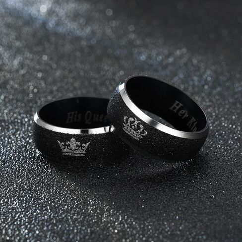 Couple Rings for Bf Gf His Queen Her King Ring Wedding Band Rings Matching Stainless Steel Couple Rings I Love You Rings Relationship Rings for Distance Jewelry Gifts in Saudi Arabia