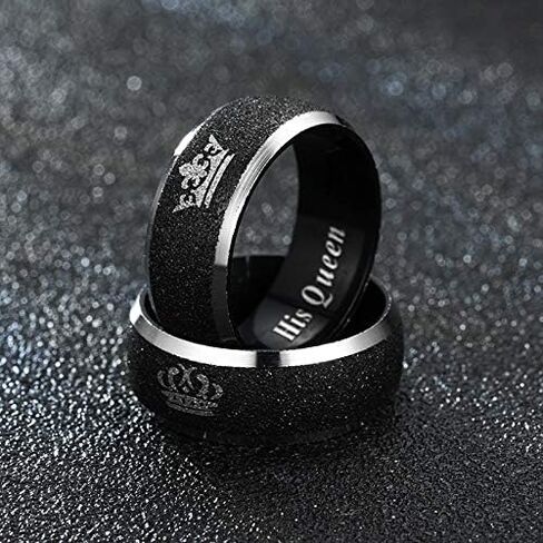 Couple Rings for Bf Gf His Queen Her King Ring Wedding Band Rings Matching Stainless Steel Couple Rings I Love You Rings Relationship Rings for Distance Jewelry Gifts in Saudi Arabia