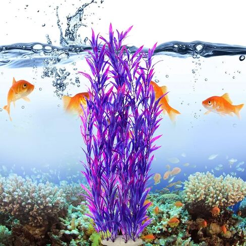 نباتات بلاستيكية لديكور حوض السمك من العشب الأرجواني من لانتيان، كبيرة جدًا بطول 53.34 سم in Kuwait