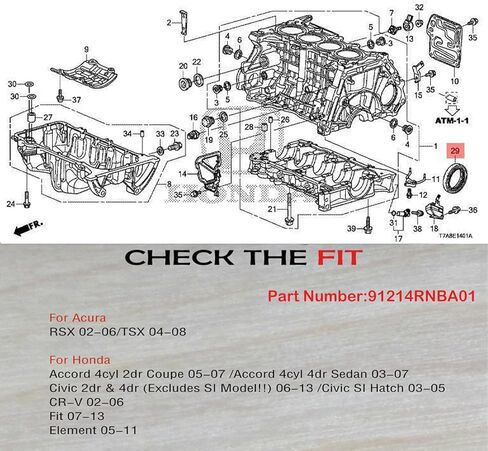 HOMEWITHU العمود المرفقي الخلفي الرئيسي الختم Rnb لهوندا Rsx K20 نوع S سيفيك سي Tsx أكورد Cr-V 91214-Rnb-A01 in Kuwait
