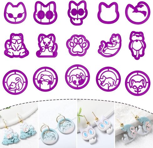 Guiqulai 16 Shapes Geometric Polymer Clay Earrings Cutters, Boho Frame Clay Cutters,Long Rectangle Clay Earrings Cutters,Window Organic Shape Clay Cutters for Polymer Clay Jewelry in Saudi Arabia