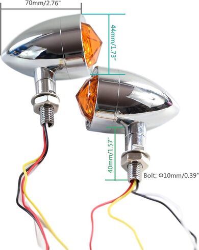 FATECIM مخصص 2 قطعة دراجة نارية LED أضواء إشارة الانعطاف مع أضواء الجري/الكبح، مؤشرات رصاصة شديدة التحمل أضواء وامضة عالمية كروم in Kuwait