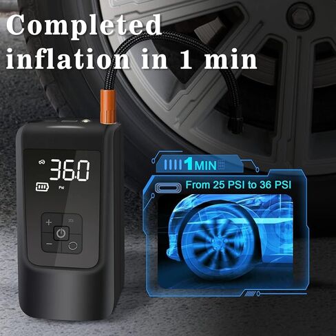 MAIPAY Tire Inflator Portable Air Compressor,Tire Inflator with Digital Pressure Gauge,Cordless Air Compressor with Battery Powerd,150 PSI Portable Air Pump for Car, Motorcycle, Bike Tires in Saudi Arabia