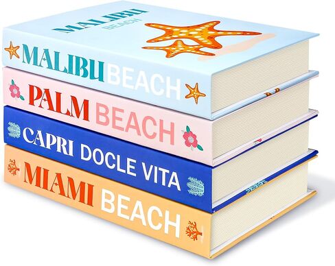 Excool Club Preppy Books Decor - 4 Pcs Preppy Decorative Books for Home Decor, Preppy Room Decor Aesthetic Fake Books for Bookshelf, Colorful Faux Books for Decoration, Trendy Coffee Table Books Set in Kuwait