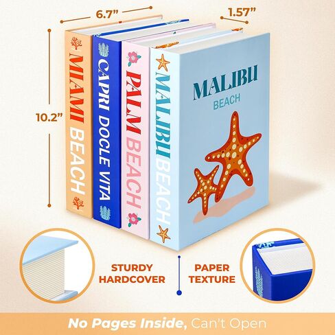 Excool Club Preppy Books Decor - 4 Pcs Preppy Decorative Books for Home Decor, Preppy Room Decor Aesthetic Fake Books for Bookshelf, Colorful Faux Books for Decoration, Trendy Coffee Table Books Set in Kuwait