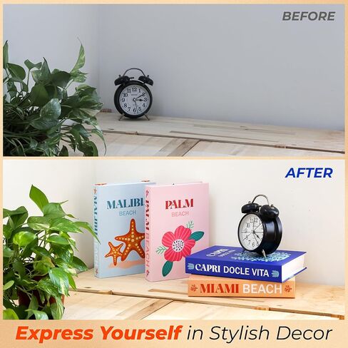 Excool Club Preppy Books Decor - 4 Pcs Preppy Decorative Books for Home Decor, Preppy Room Decor Aesthetic Fake Books for Bookshelf, Colorful Faux Books for Decoration, Trendy Coffee Table Books Set in Kuwait