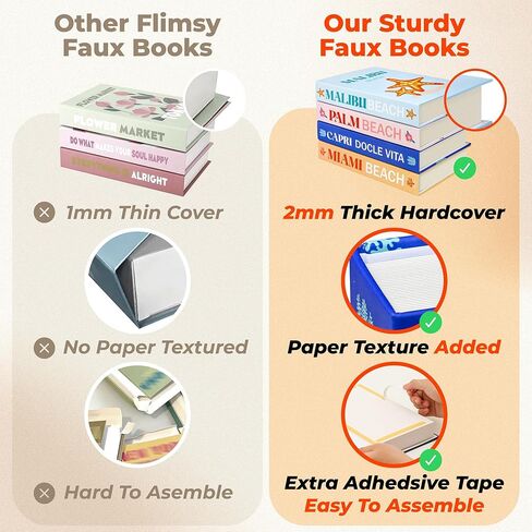 Excool Club Preppy Books Decor - 4 Pcs Preppy Decorative Books for Home Decor, Preppy Room Decor Aesthetic Fake Books for Bookshelf, Colorful Faux Books for Decoration, Trendy Coffee Table Books Set in Kuwait