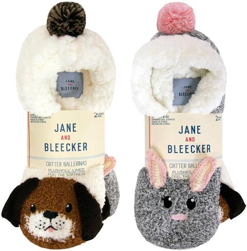 Jane Bleecker Womens 2 Pair Critter Socks, Grey_bunny/White_hound, 4-10 in Saudi Arabia