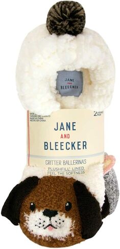 Jane Bleecker Womens 2 Pair Critter Socks, Grey_bunny/White_hound, 4-10 in Saudi Arabia
