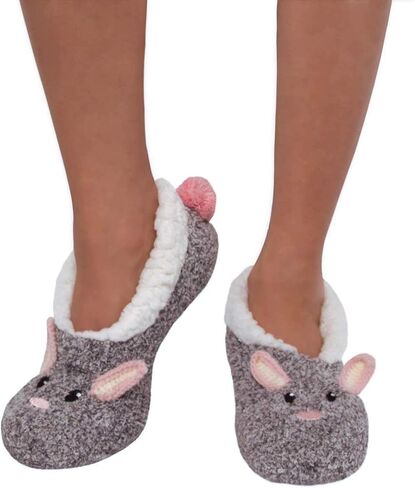 Jane Bleecker Womens 2 Pair Critter Socks, Grey_bunny/White_hound, 4-10 in Saudi Arabia