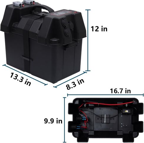 Homeon Wheels Trolling Motor Battery Marine Boat Smart Battery Box Power Center with 60A Fuse in Kuwait