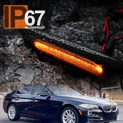 مصابيح علامة جانبية LED كهرمانية متتابعة من NSLUMO متوافقة مع سلسلة B'MW 5 F10 LCI 528i 530i 535i 550i عدسات مدخنة LED مصابيح إشارة الانعطاف الديناميكية مؤشر الوامض OEM استبدال حواف الحاجز in Kuwait