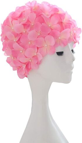 QTMY Flower Pearl Swimming Caps for Women Adult,hot Spring Bath Cap Swim Hats (Pink) in Saudi Arabia