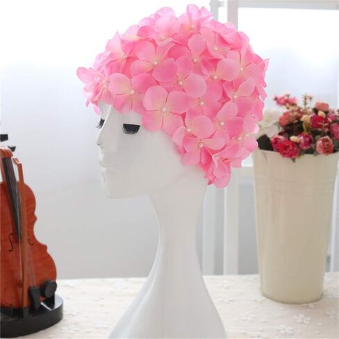 QTMY Flower Pearl Swimming Caps for Women Adult,hot Spring Bath Cap Swim Hats (Pink) in Saudi Arabia