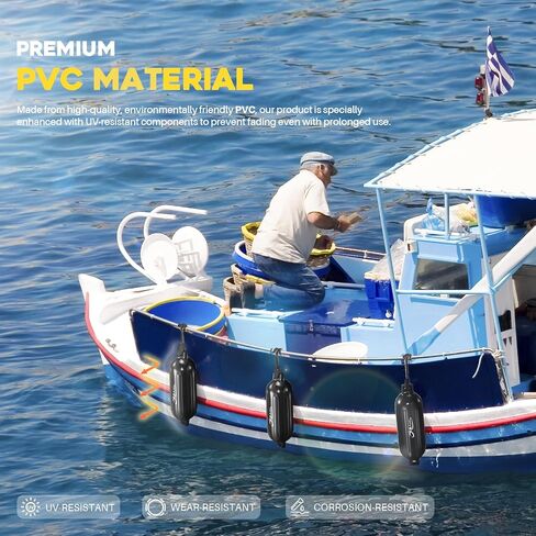 OBAKL قارب مصدات 4 حزمة 5.5 × 20 بوصة مضلع التوأم عيون مصدات قارب لرسو السفن، ويأتي مع الحبال ومضخة لتضخيم in Kuwait