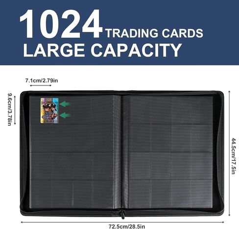 GEAoffice Premium 1000+ Card Binder Large, 16 Side-loading Pockets Zip Binder, Ringless Trading Card Album Folder for Board, Sports, ATC or Collectible Game Card, Gift (Blue) in Saudi Arabia