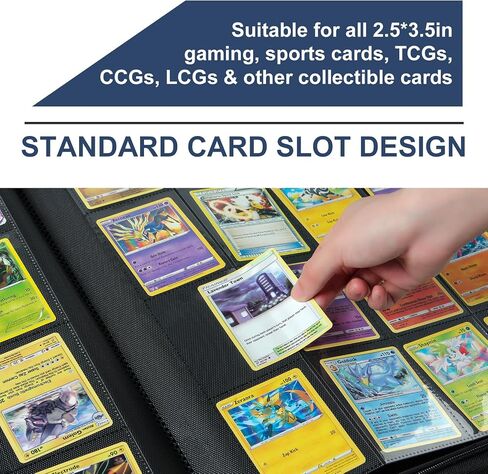 GEAoffice Premium 1000+ Card Binder Large, 16 Side-loading Pockets Zip Binder, Ringless Trading Card Album Folder for Board, Sports, ATC or Collectible Game Card, Gift (Blue) in Saudi Arabia