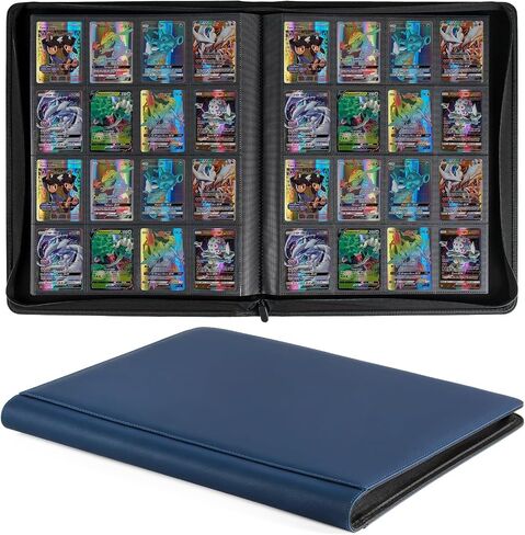 GEAoffice Premium 1000+ Card Binder Large, 16 Side-loading Pockets Zip Binder, Ringless Trading Card Album Folder for Board, Sports, ATC or Collectible Game Card, Gift (Blue) in Saudi Arabia