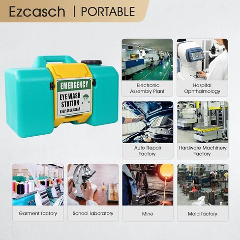 Ezcasch 2 عبوة من محطة غسيل العين المحمولة سعة 8 جالون معتمدة من إدارة السلامة والصحة المهنية (OSHA) مع علامة محطة واحدة وعلامتي فحص، تدفق الجاذبية المثبت على الحائط في الداخل والخارج، in Kuwait