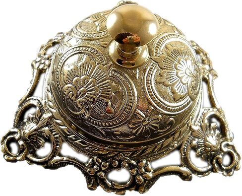 PARIJAT HANDICRAFT Brass Desk Bell Ornate Solid Hotel Counter Bell Service Bell for Hotels, Schools, Restaurants, Reception Areas. in Saudi Arabia