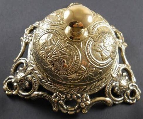 PARIJAT HANDICRAFT Brass Desk Bell Ornate Solid Hotel Counter Bell Service Bell for Hotels, Schools, Restaurants, Reception Areas. in Saudi Arabia