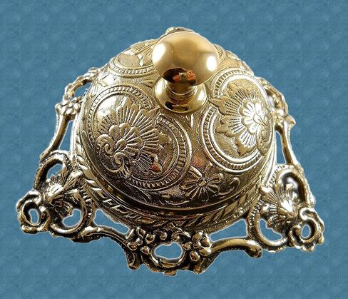 PARIJAT HANDICRAFT Brass Desk Bell Ornate Solid Hotel Counter Bell Service Bell for Hotels, Schools, Restaurants, Reception Areas. in Saudi Arabia