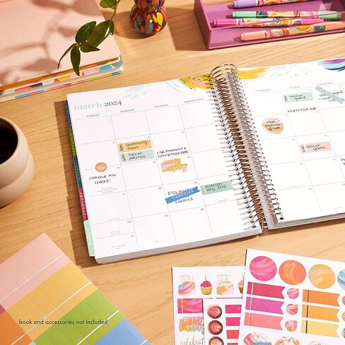 مجموعة من 4 أوراق ملصقات متنوعة مقاس 7×9 من EttaVee Inspire لمساعدتك على التنظيم أو للمتعة فقط! 220 ملصقًا من المرح والذوق لمخططيك. يعمل بشكل جيد مع جميع منتجات Erin Condren. in Kuwait