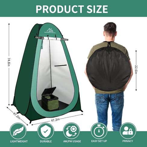 Wilderness Pursuits Privacy Tent with Flooring and Sturdy Portable Toilet for Camping,Pop up Tent with Portable Camping Toilet, Porta Potty for Adults and Kids, Great Travel Toilet for Festivals in Saudi Arabia