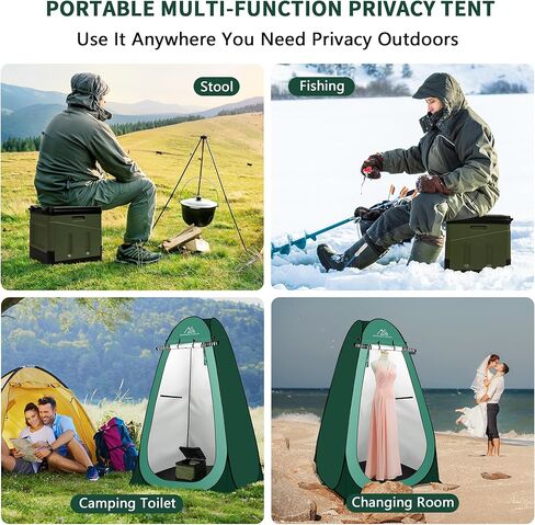 Wilderness Pursuits Privacy Tent with Flooring and Sturdy Portable Toilet for Camping,Pop up Tent with Portable Camping Toilet, Porta Potty for Adults and Kids, Great Travel Toilet for Festivals in Saudi Arabia