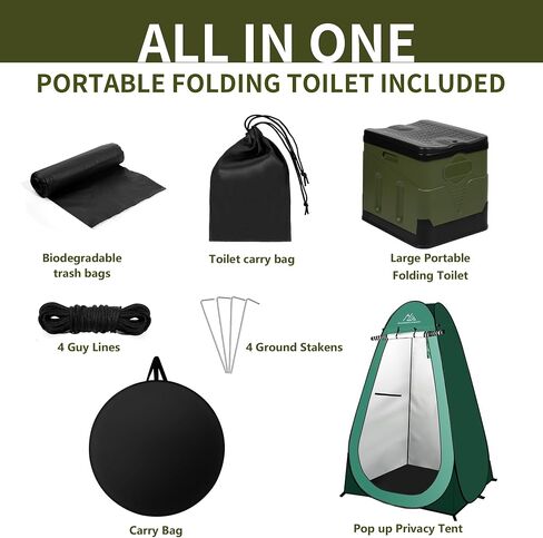 Wilderness Pursuits Privacy Tent with Flooring and Sturdy Portable Toilet for Camping,Pop up Tent with Portable Camping Toilet, Porta Potty for Adults and Kids, Great Travel Toilet for Festivals in Saudi Arabia