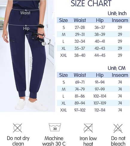 fitglam Women's Medical Scrub Pants Healthcare Cargo Joggers for Women Elastic Waistband with Drawstring Slim Fit 6 Pockets in Saudi Arabia