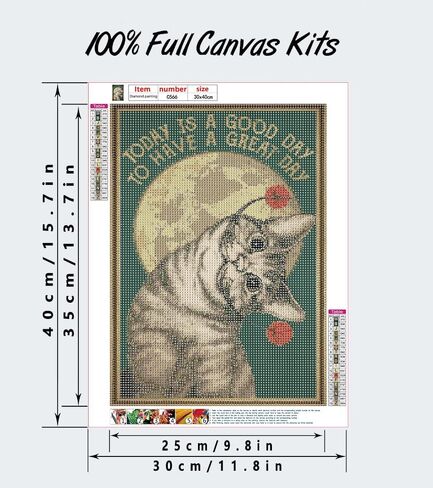 GLOYER DIY 5D Diamond Painting Kits for Adults,Cute Cat Diamond Painting Art Kits Full Drill Diamond Dots Paintings with Diamonds Gem Art-Today is a Good Day to Have a Greai Day in Kuwait