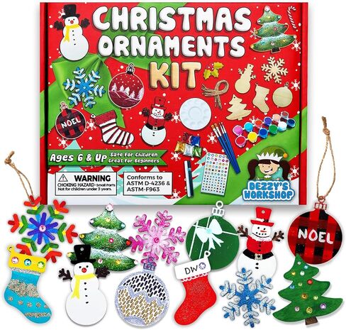 مجموعات حرفية عيد الميلاد من Dezzy's Workshop - الحرف اليدوية للعطلات للأطفال والكبار - تزيين وطلاء زخارف عيد الميلاد الخاصة بك - مجموعة فنية تزيين الزينة المنزلية الصنع - حرف عيد الميلاد جاهزة للصناعة in Kuwait
