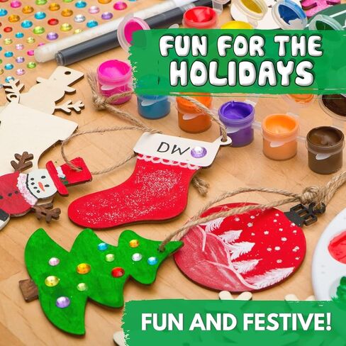 مجموعات حرفية عيد الميلاد من Dezzy's Workshop - الحرف اليدوية للعطلات للأطفال والكبار - تزيين وطلاء زخارف عيد الميلاد الخاصة بك - مجموعة فنية تزيين الزينة المنزلية الصنع - حرف عيد الميلاد جاهزة للصناعة in Kuwait