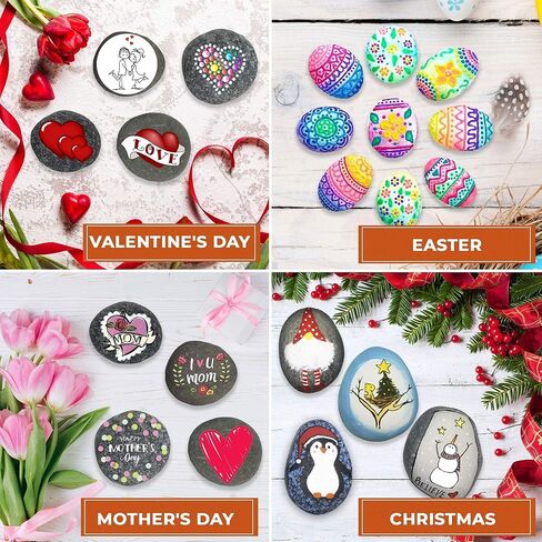 Cadiem River Rocks for Painting - Stones for Rock Painting Kit 4lbs 2-3" w/Gift Bag, Painting Rocks, Kindness Stones, Arts and Crafts in Saudi Arabia