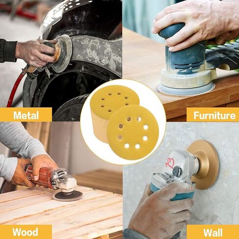 165 PCS 5 Inch Sanding Discs,Round Hook and Loop Sandpaper for Random Orbital Sander 40 60 80 120 150 240 320 400 600 Grit in Saudi Arabia