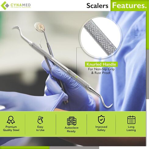 Sert of 5 Cynamed Jacquette Dental Sickle Scalers Curettes- Double Ended Explorer Periodental Premium Instruments in Saudi Arabia