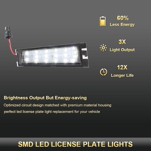 Gempro 2Pack LED License Plate Light Assembly For 2008-2010 Cadillac CTS, Powered by 18SMD Xenon White LED Lights in Saudi Arabia