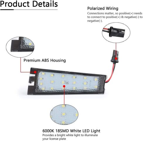 Gempro 2Pack LED License Plate Light Assembly For 2008-2010 Cadillac CTS, Powered by 18SMD Xenon White LED Lights in Saudi Arabia