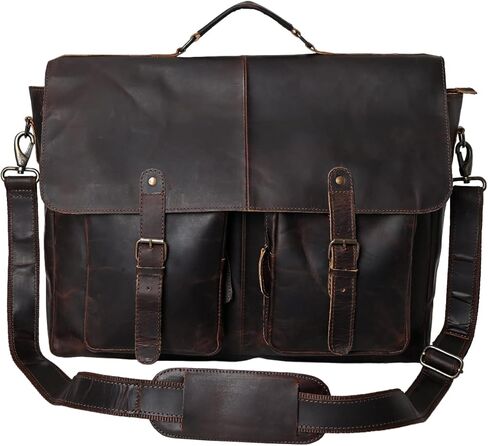 Merbaa Brown Hunter Leather Laptop Messenger حقيبة كبيرة هدايا عيد الحب in Kuwait