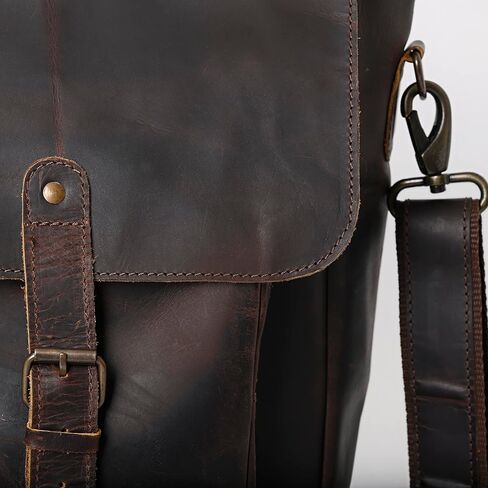 Merbaa Brown Hunter Leather Laptop Messenger حقيبة كبيرة هدايا عيد الحب in Kuwait