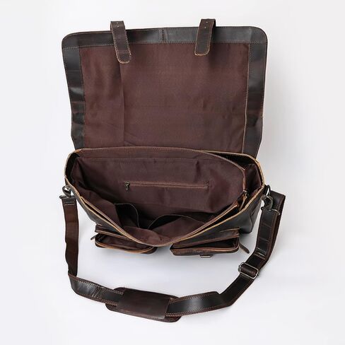 Merbaa Brown Hunter Leather Laptop Messenger حقيبة كبيرة هدايا عيد الحب in Kuwait