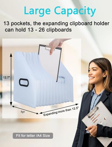 Clipboard Holder - Accordian Expanding Clipboard Stand, Vertical Clipboards Storage Holder Small White Board/Desk Organizer for School, Home and Office, Classroom Must Haves（Black） in Saudi Arabia