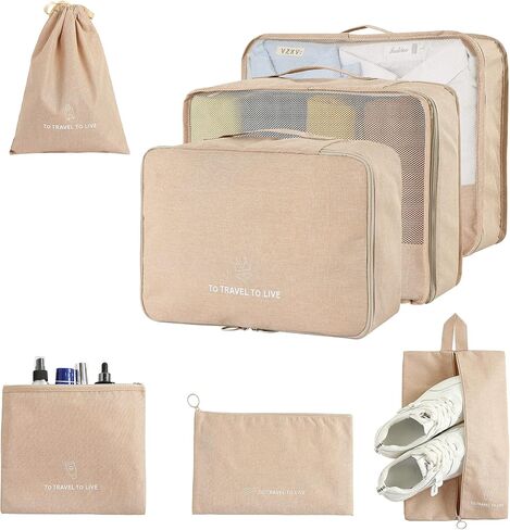 FOREMS 7 Set Packing Cubes Travel Luggage Organizers With Laundry Bag,Shoe Bag And Toitetrybag,Lightweight Luggage For Carry On Suitcase in Saudi Arabia